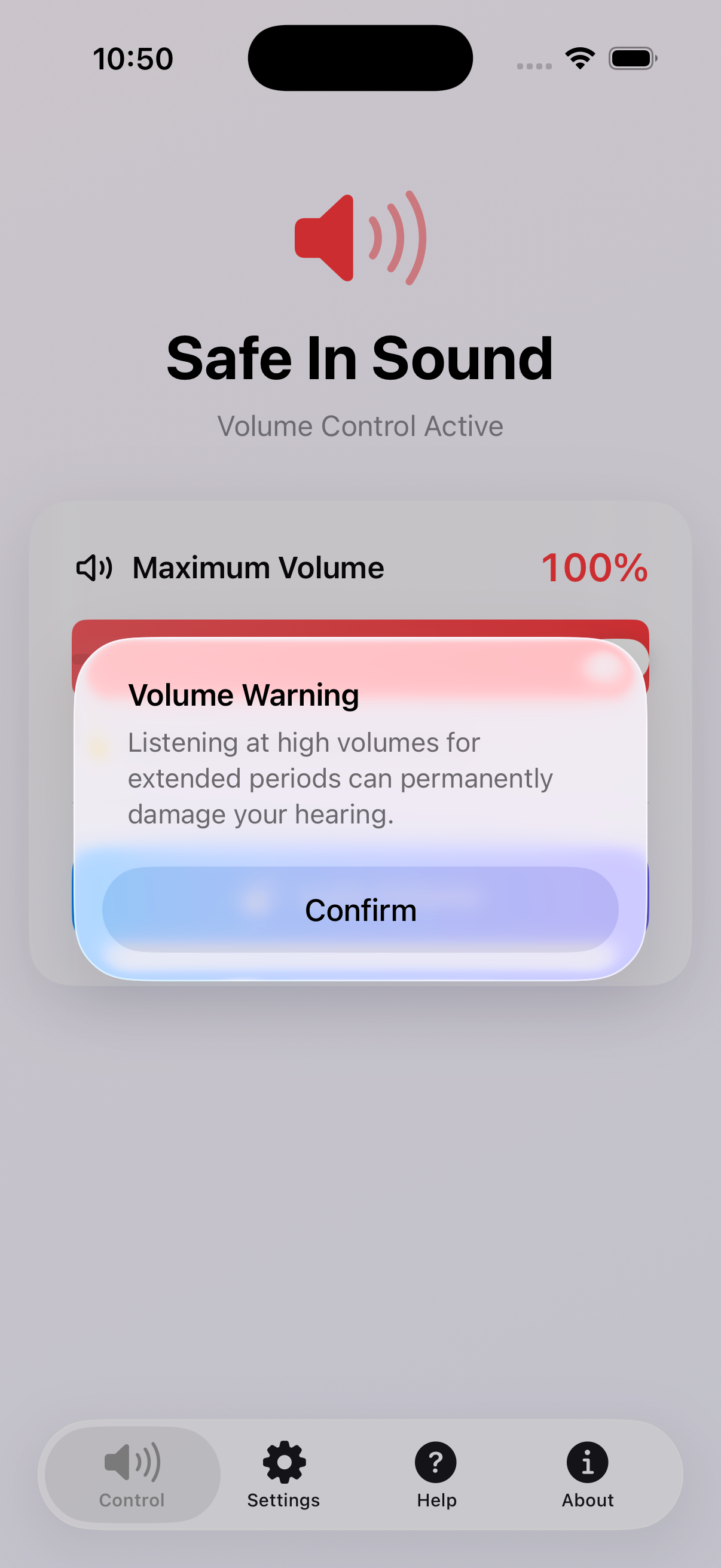 Volume limit warning notification